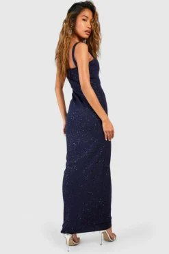 Bodycon Dresses|Maxi Dresses*boohoo Glitter Crepe Strappy Maxi Dress navy