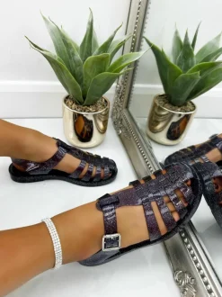 Sandals*Love Lemonade Glitter Jelly Shoes Purple