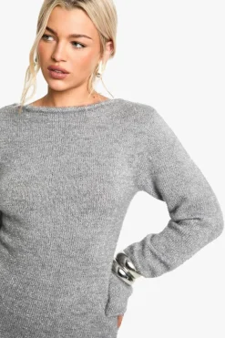 Jumper Dresses|Jumper Dresses*boohoo Glitter Knitted Open Back Mini Dress silver
