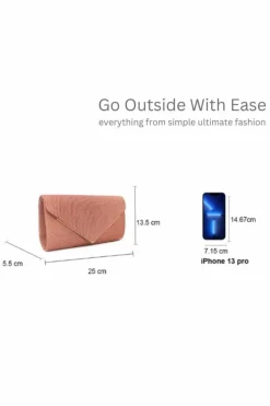 Handbags|Clutch Bags*Kitise Glitter Pleated V Shape Envelope Evening Bag Pink