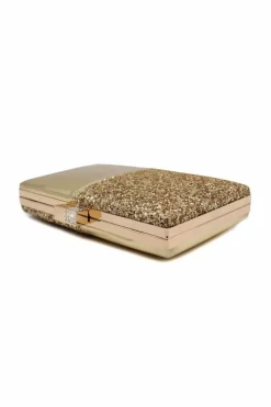 Clutch Bags*Kitise Glossy Glitter Small Clutch Hardcase Bag With Crystal Clasp Silver