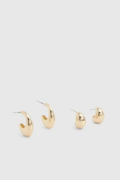 Earrings*boohoo Chunky Hoop 2 Pack gold