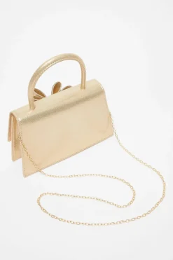 Handbags*Quiz Diamante Bow Bag Gold