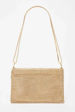 Shoulder Bags|Handbags*Quiz Diamante Chain Bag Gold