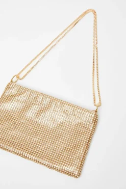 Shoulder Bags|Handbags*Quiz Diamante Chain Bag Gold