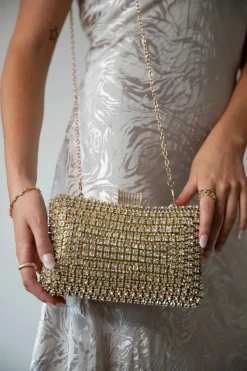 Handbags|Clutch Bags*SVNX Diamante Clutch With Round Handle Gold