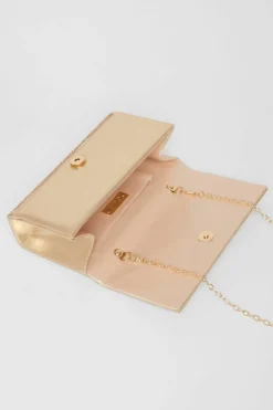 Handbags|Clutch Bags*Quiz Diamante Rectangle Clutch Gold
