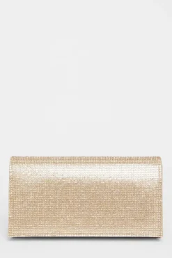 Handbags|Clutch Bags*Quiz Diamante Rectangle Clutch Gold