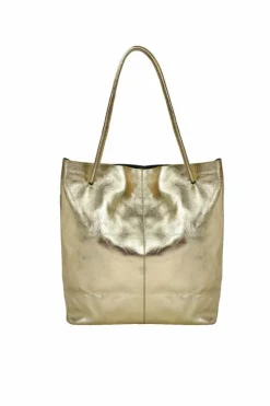 Shoulder Bags*Sostter Drawcord Metallic Leather Hobo Shoulder Bag Gold