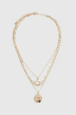 Necklaces*boohoo Layered Circle Pendant Necklace gold
