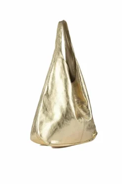 Shoulder Bags*Sostter Gold Metallic Leather Hobo Shoulder Bag| Black