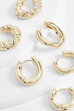 Earrings*boohoo Mini Hoop Earrings Multipack gold
