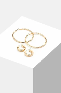 Earrings*Lipsy Mix 2-Pack Hoop Earrings Gold