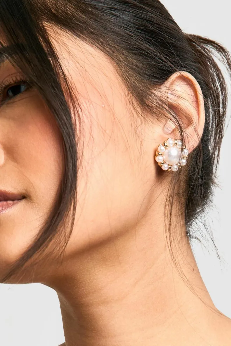 Earrings*boohoo Pearl Detail Stud Earrings gold