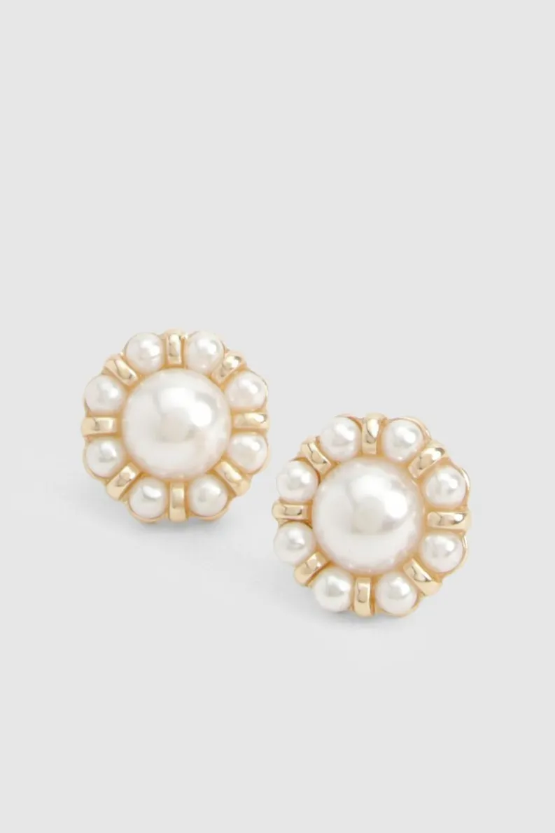 Earrings*boohoo Pearl Detail Stud Earrings gold