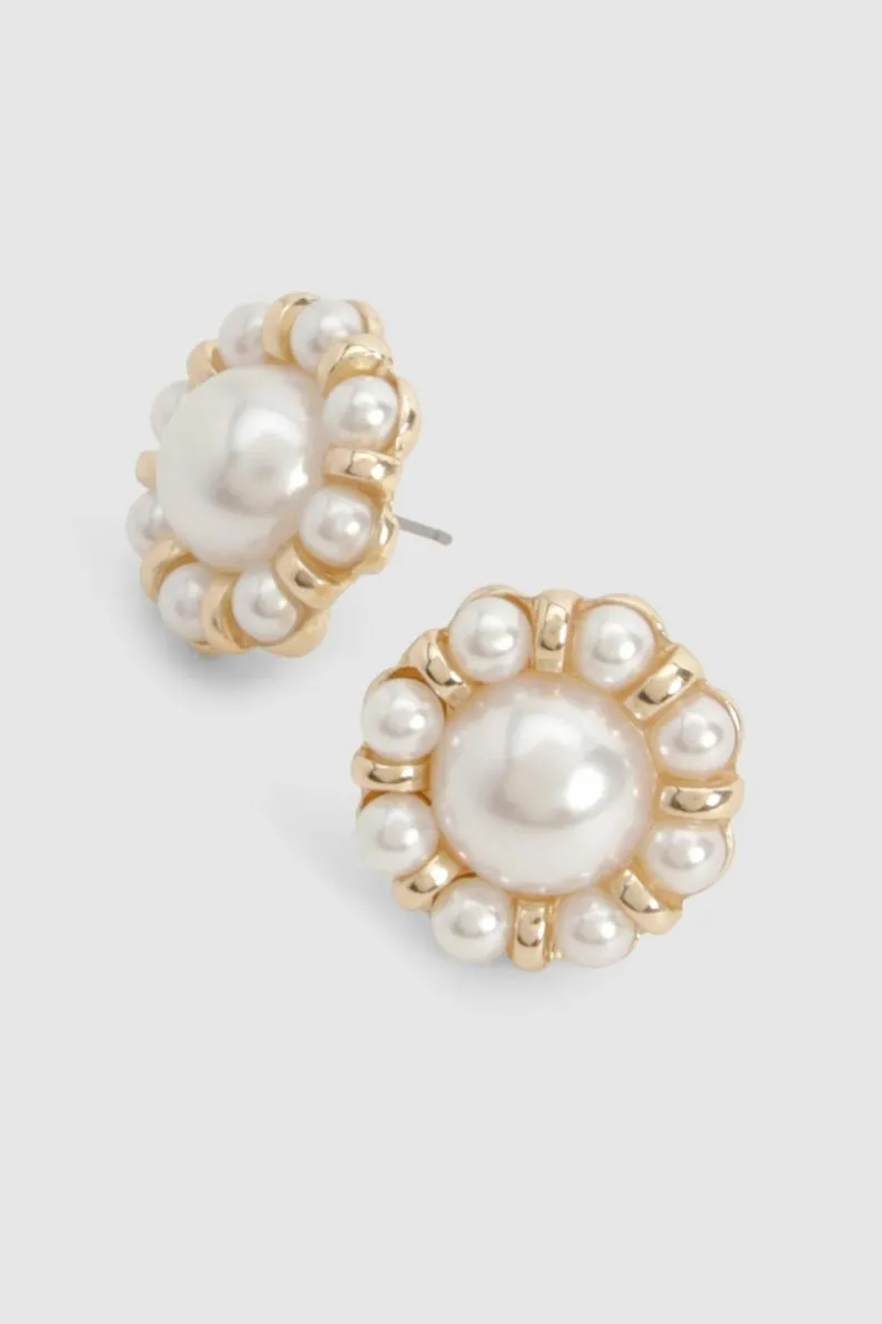 Earrings*boohoo Pearl Detail Stud Earrings gold