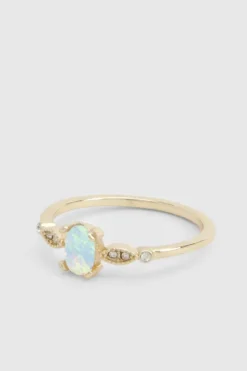 Rings*boohoo Plated Opal Stone Detail Ring gold