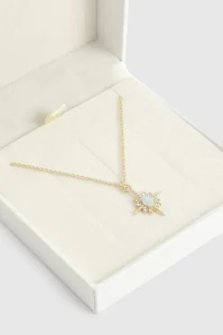 Necklaces*boohoo Plated Opal Stone Star Pendent Necklace gold