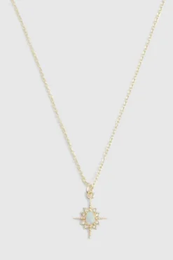 Necklaces*boohoo Plated Opal Stone Star Pendent Necklace gold