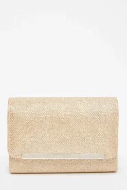 Cross-Body Bags|Handbags*Quiz Shimmer Clutch Bag Gold