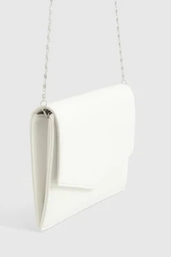 Handbags|Clutch Bags*boohoo Grainy PU Envelope Clutch Bag and Chain white