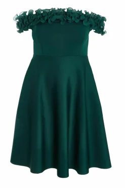 Midi Dresses*Quiz Curve Bardot Skater Midi Dress Green