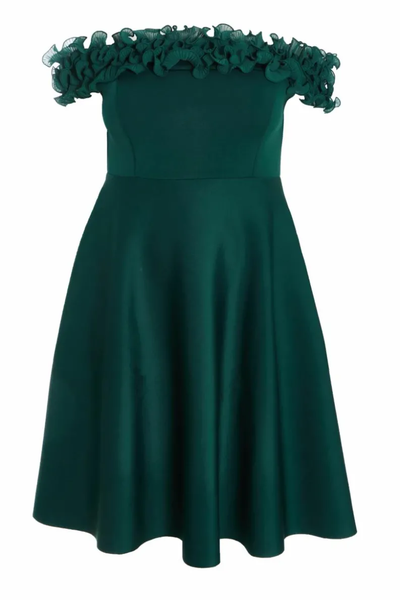 Midi Dresses*Quiz Curve Bardot Skater Midi Dress Green