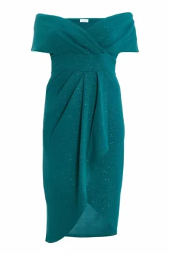 Midi Dresses*Quiz Curve Glitter Bardot Midi Dress Green