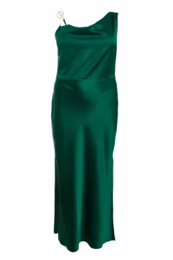 Midi Dresses*Quiz Curve Satin Ruched Midi Dress Green