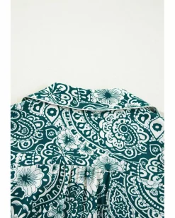 Shirt Dresses*Azura Exchange Floral Flounce Sleeve Split Neck Plus Size Dress Green