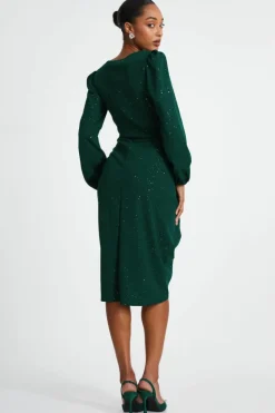 Midi Dresses*Quiz Glitter Midi Dress Green