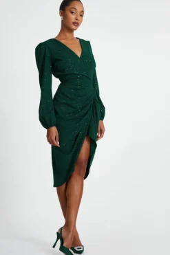 Midi Dresses*Quiz Glitter Midi Dress Green