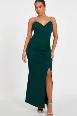 Maxi Dresses*Quiz Petite Ruched Maxi Dress Green
