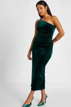 Bodycon Dresses*Quiz Petite Velvet Midaxi Dress Green