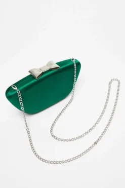 Handbags|Clutch Bags*Quiz Satin Bow Box Bag Green