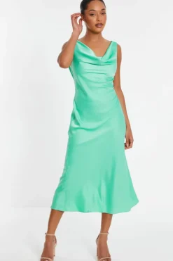 Midi Dresses*Quiz Satin Slip Midi Dress Green
