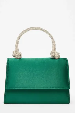 Handbags*Quiz Satin Top Handle Bag Green