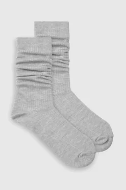 Tights & Socks|Tights & Socks*boohoo Fine Ribbed Long Slouchy Socks grey