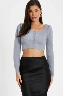 Cardigans*Quiz Knitted Cardigan Grey