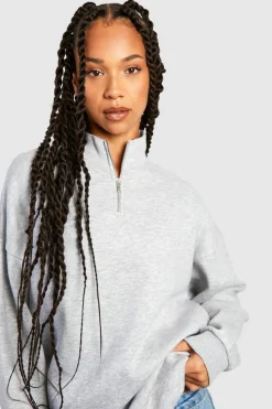 Sweatshirts|Hoodies & Sweatshirts*boohoo Tall Basic Half Zip Sweatshirt grey marl