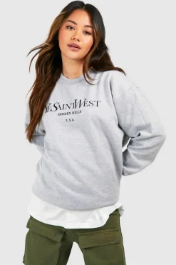 Up To 80% Off Winter Warmers|Sweatshirts*boohoo Ye Saint West Slogan Oversized Sweatshirt grey marl