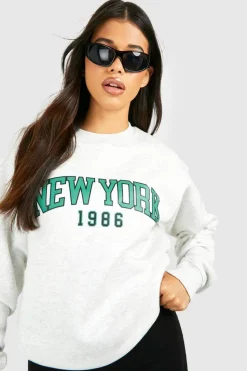 Sweatshirts|Hoodies & Sweatshirts*boohoo Tall New York Printed Sweatshirt grey