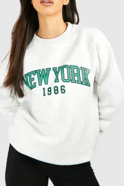 Sweatshirts|Hoodies & Sweatshirts*boohoo Tall New York Printed Sweatshirt grey