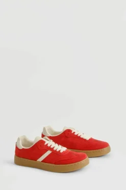 Trainers*boohoo Gum Sole Lace Up Trainers red