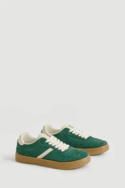 Trainers*boohoo Gum Sole Lace Up Trainers dark green