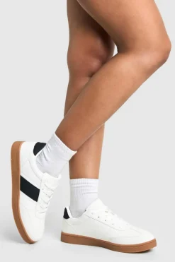 Trainers*boohoo Gum Sole Stripe Trainers white