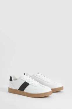 Trainers*boohoo Gum Sole Stripe Trainers white