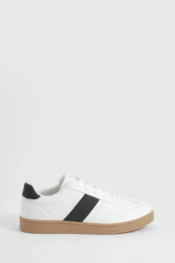 Trainers*boohoo Gum Sole Stripe Trainers white