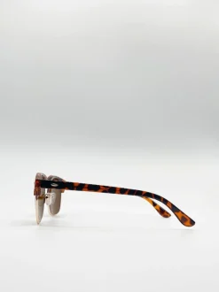 Sunglasses*SVNX Half Frame Wayfarer Style Sunglasses Brown