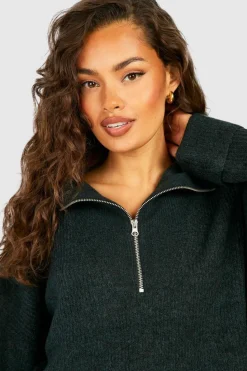 Knitted Co-Ords|Knitwear*boohoo Half Zip Funnel Neck And Wide Leg Trouser Knitted Tracksuit ink